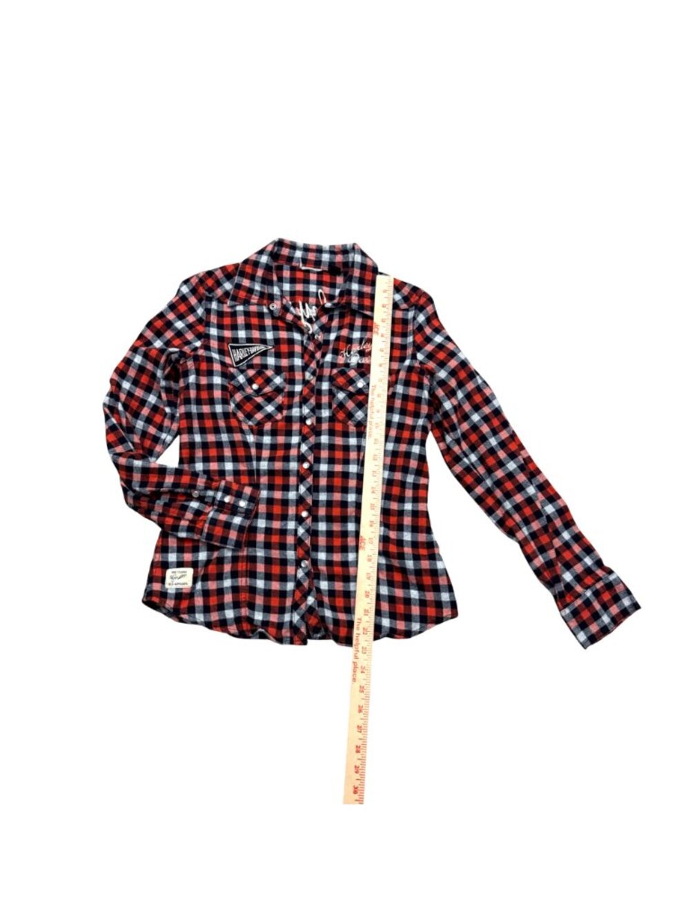Harley-Davidson Women's Flannel Shirt S Red Black Embroidered Logo Long Sleeve - Picture 10 of 11